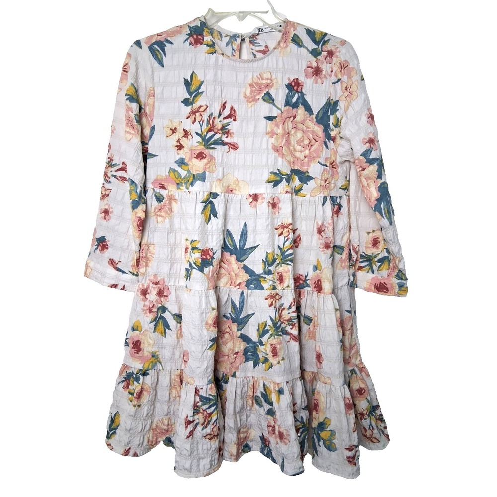 Zara The Sharon  Baby Doll Tiered Ruffle Mini Dress XS Cottagecore Coquette